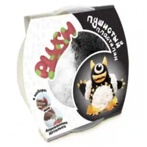 Plastilina Пушистый PLUSH Черный+белый