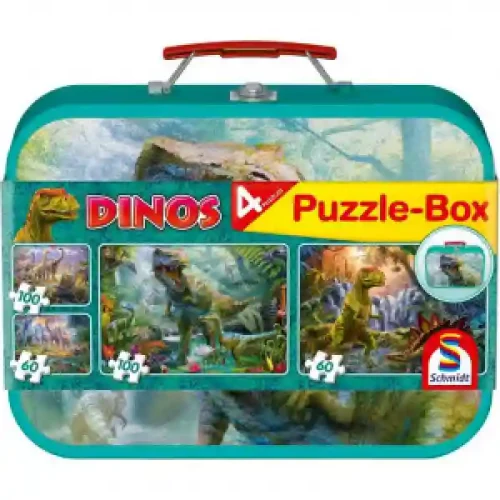 LIN4957 - Puzzle 2X60, 2X100, DINOSAURS, PUZZLE BOX