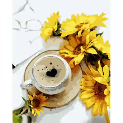 Pictura pe numere (GS1031) Cafea cu floarea soarelui 40х50 см