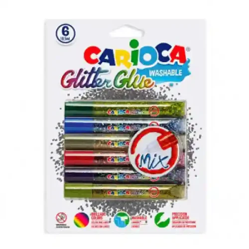 42112 Clei CARIOCA GlitterGlue Mix 6pcs 10.5ml