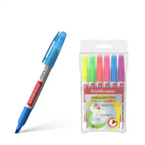 Set markere text 30971 6 cul. ErichKrause Visioline V-15, ink color: orange, pink, yellow, green, blue, violet (pouch)