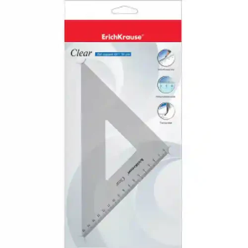 39084 Echer plastic ErichKrause Clear, с углом 45 градусов, 16 см, в полибеге