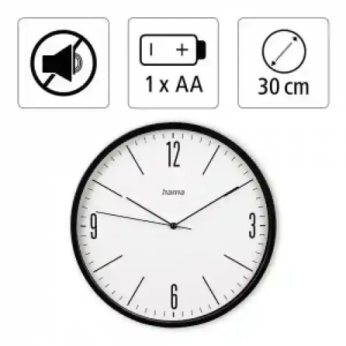 CEAS Hama 186445 Elegante Wall, Diameter 30 cm, Quiet, black