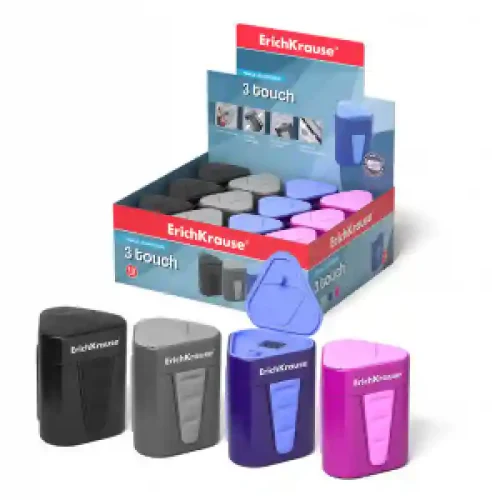 33615 Ascutitoare plastic ErichKrause 3-Touch wit container (12 pcs)
