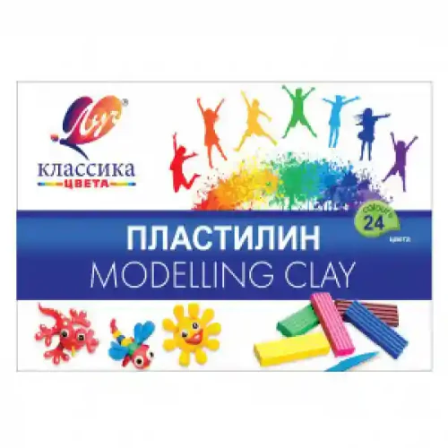 PLASTILINA 24 cul. Классика 480gr. ЛУЧ (6)