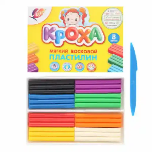 PLASTILINA 8cul. КРОХА мягкий 120gr.