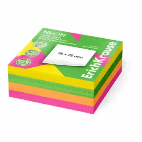 61671 Notite ErichKrause Neon, 75х75 mm, 400 sheets, 4 colors