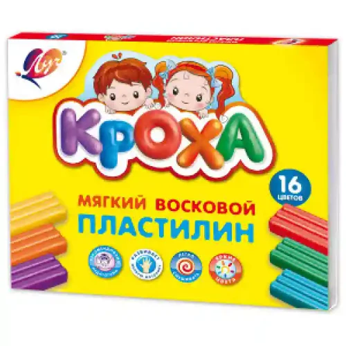 PLASTILINA 16cul. КРОХА мягкий 240gr. (14)