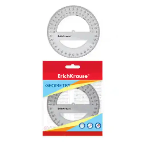 49554 Raportor plastic ErichKrause Clear, 360° 12cm, transparent, in polybag