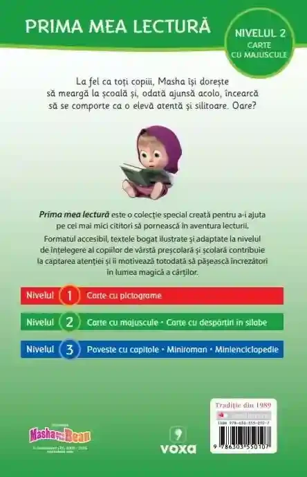 MASHA SI URSUL . MASHA LA SCOALA. Prima mea lectura. Carte cu majuscule (nivelul 2) 2