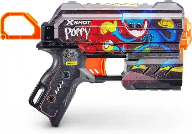 36649 Jucarie Pistol X-Shot Skins Flux, 8 cartuse, Poppy Playtime, S1, Zuru 4