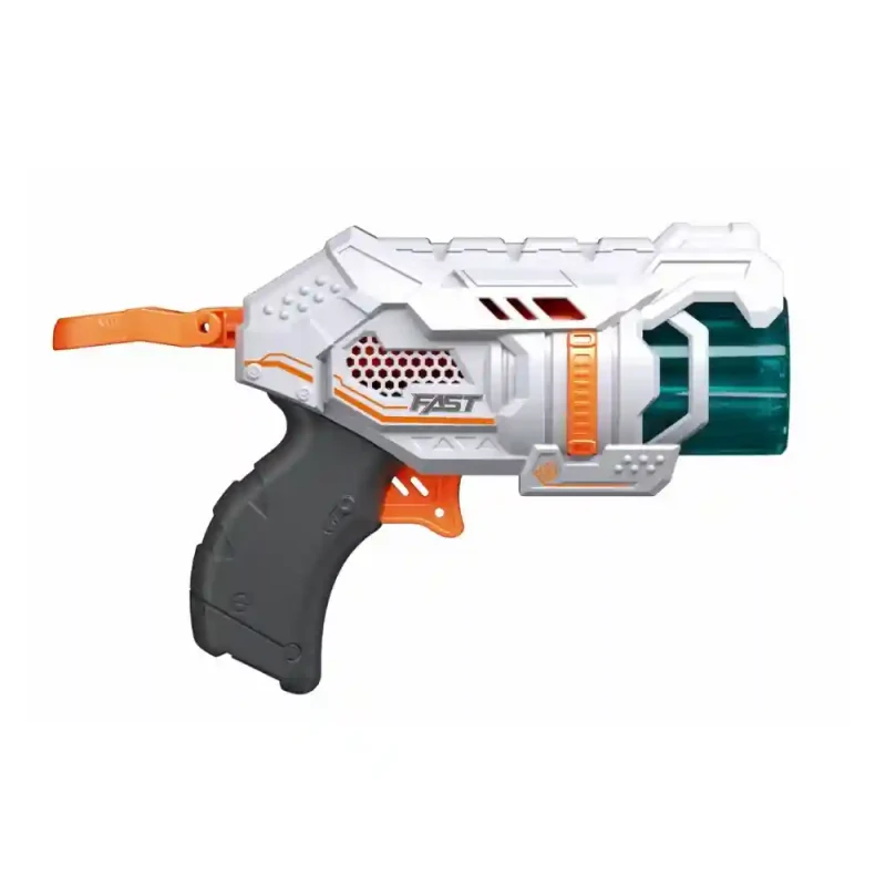 BH701 Blaster de jucarie manual cu gloante din spuma, 4 proiectile, cilindru rotativ, Fast Pioneer 2